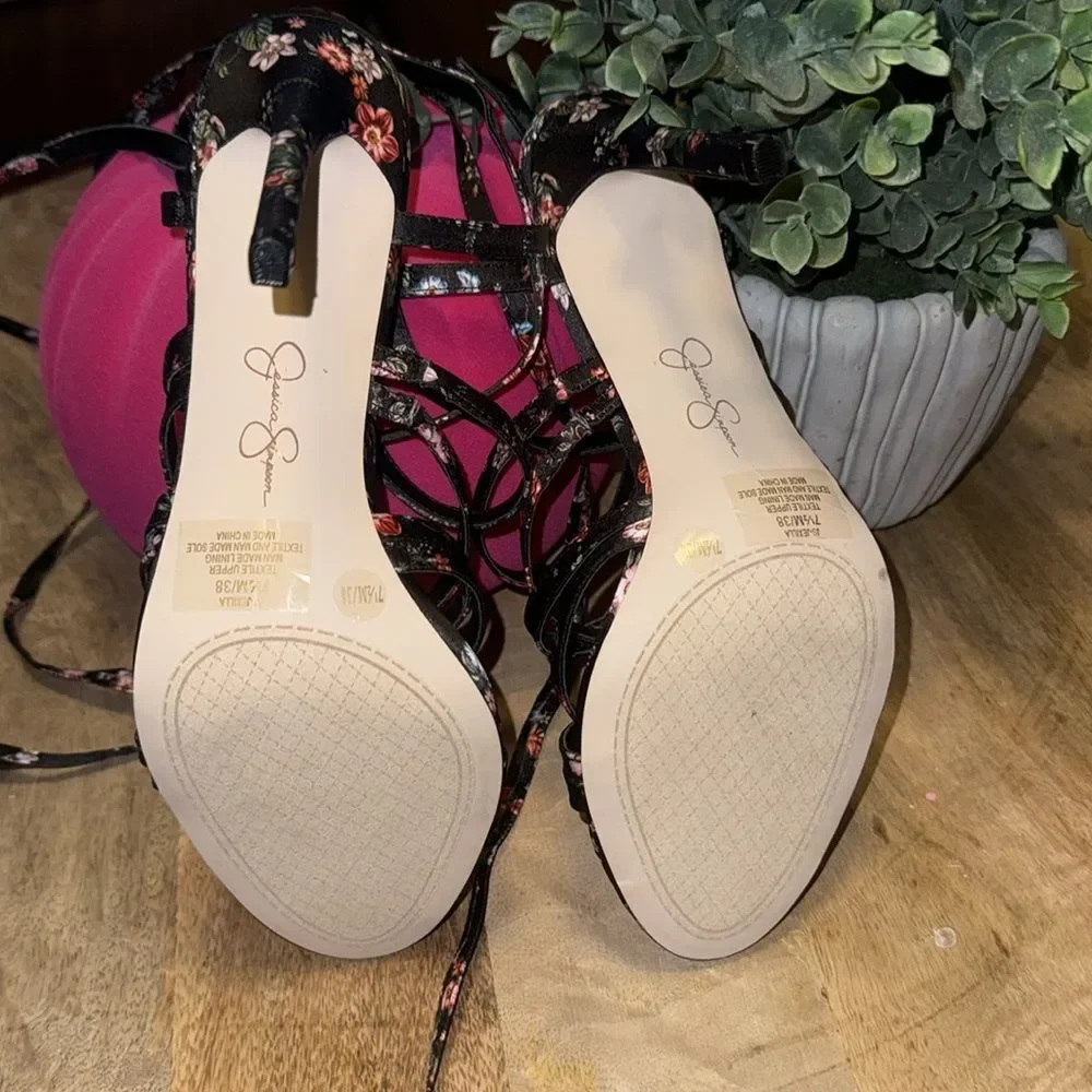 Jessica Simpson Jexilla Women's Strappy Ankle Wrap Stiletto Sandals Size 7 1/2 - Picture 7 of 8